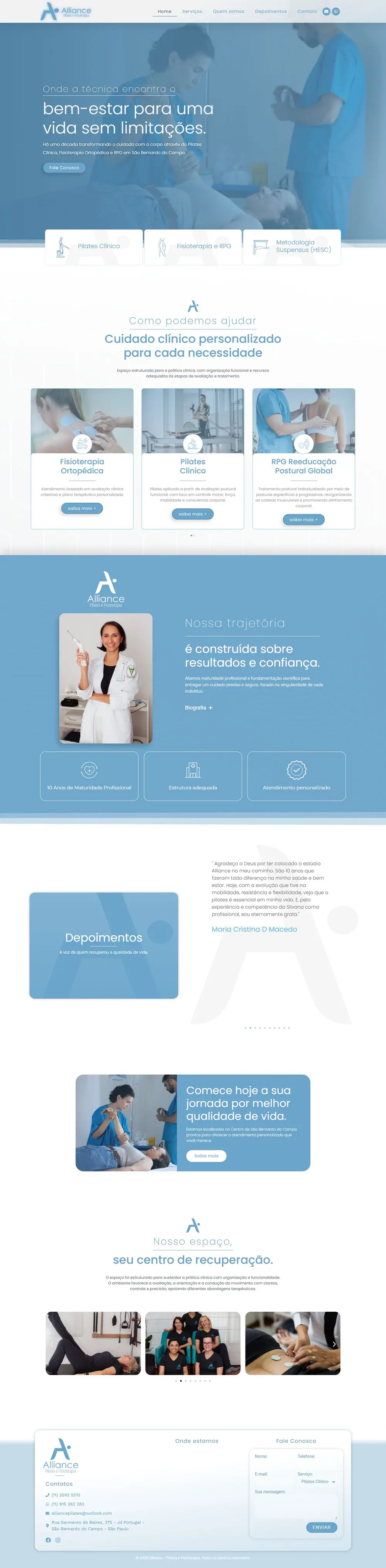 Página do site Alliance