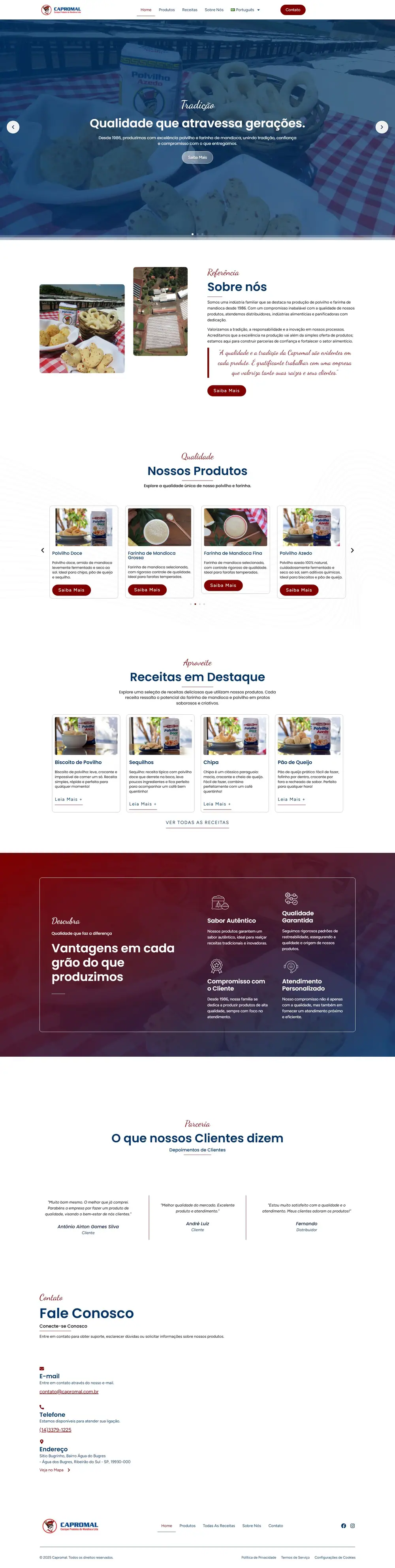 Página do site Capromal