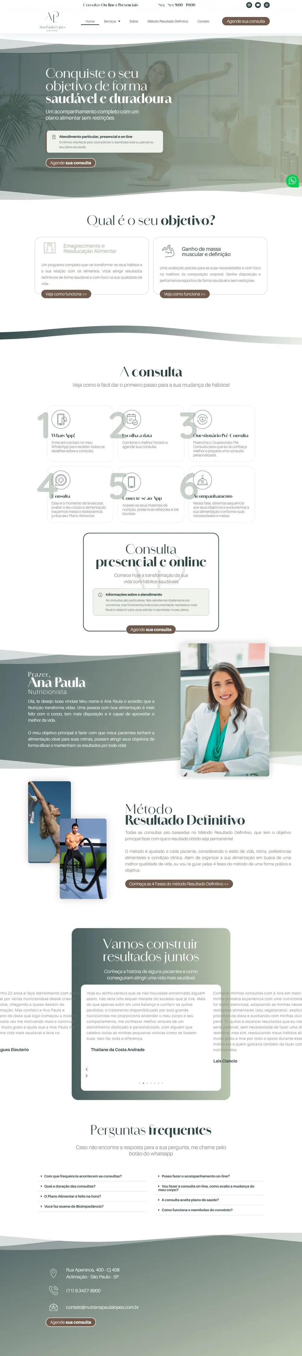 Página do site Ana Paula Lopes